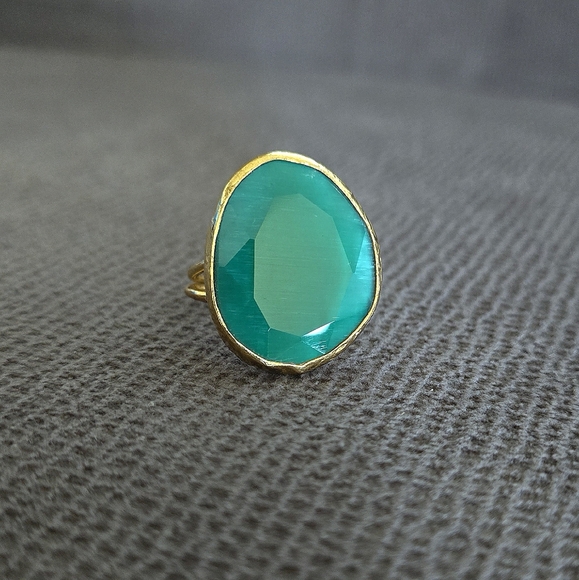 Zeyzey Faceted Green💚 Agate Statement Ring💍 - Picture 7 of 16